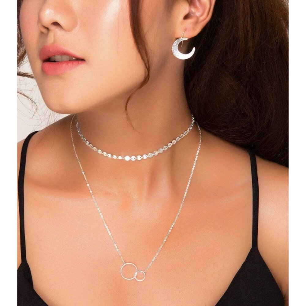 Interlocking Double Circle Necklace 14k Gold Fill… - image 3